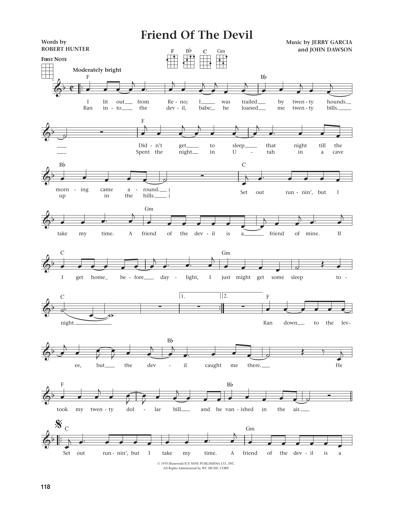 Download Grateful Dead Friend Of The Devil (arr. Jim Beloff) Sheet Music and learn how to play Ukulele PDF digital score in minutes