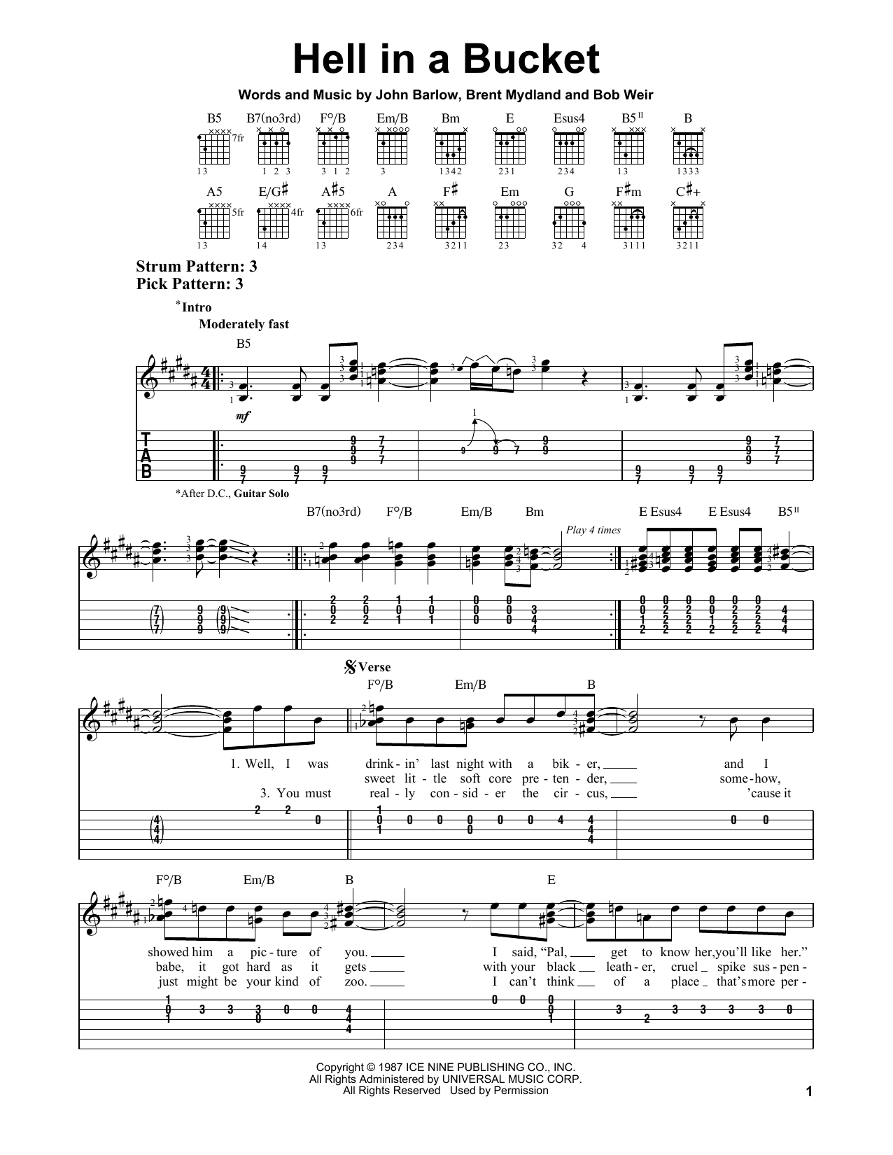 Download Grateful Dead Hell In A Bucket Sheet Music and learn how to play Piano, Vocal & Guitar (Right-Hand Melody) PDF digital score in minutes