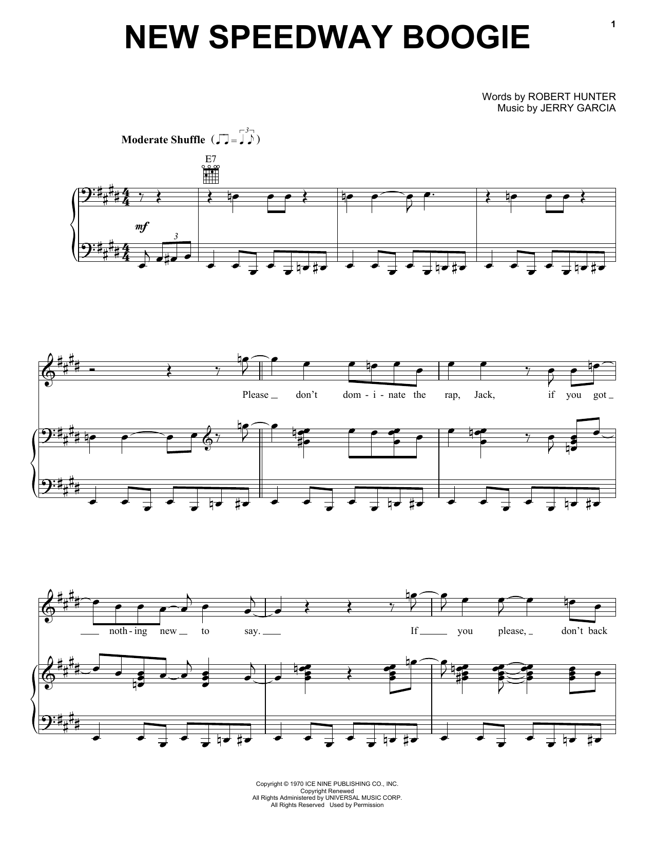 Download Grateful Dead New Speedway Boogie Sheet Music and learn how to play Lyrics & Chords PDF digital score in minutes