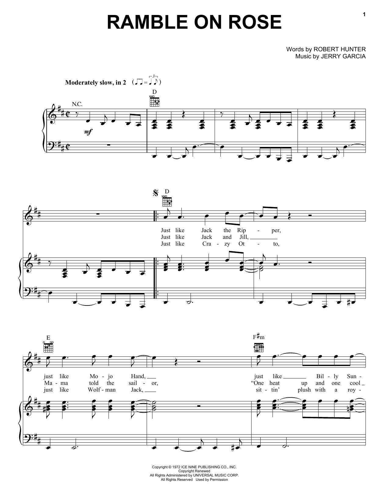 Download Grateful Dead Ramble On Rose Sheet Music and learn how to play Ukulele PDF digital score in minutes