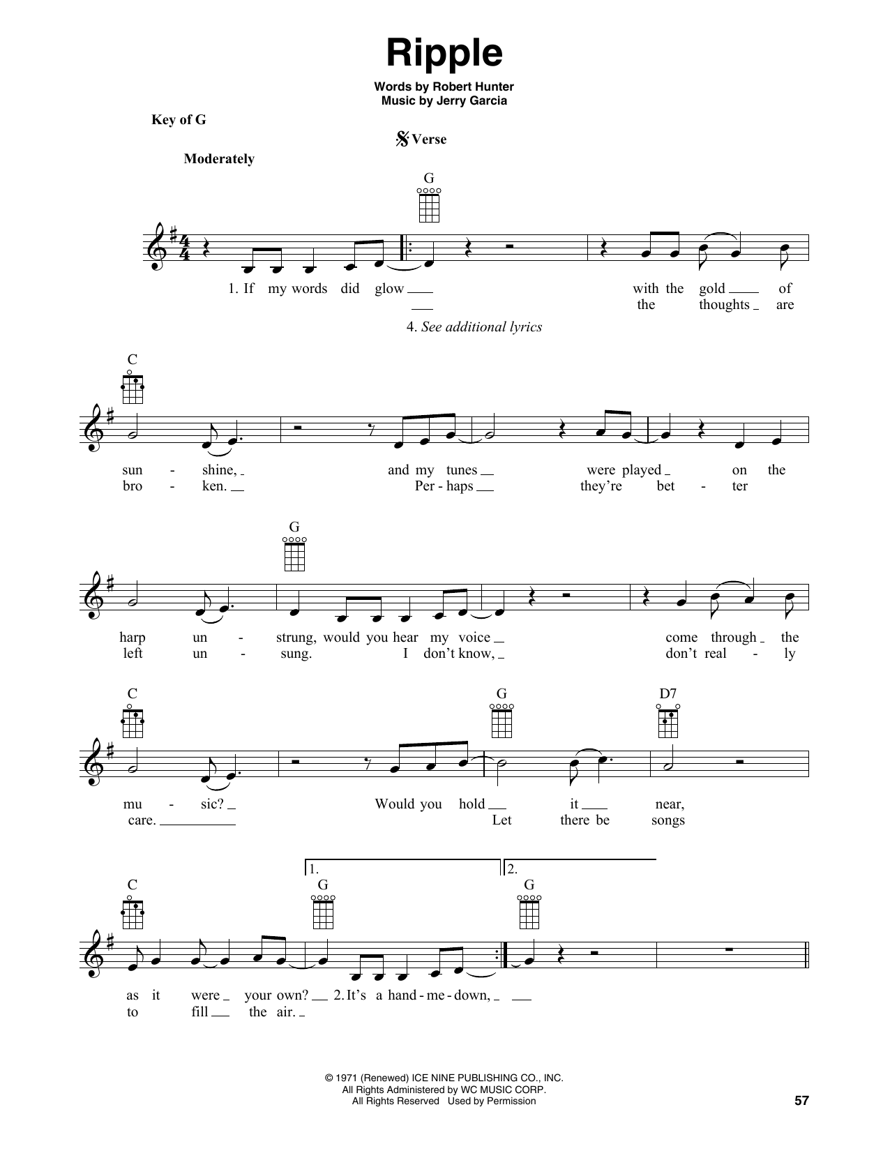 Download Grateful Dead Ripple (arr. Fred Sokolow) Sheet Music and learn how to play Banjo Tab PDF digital score in minutes