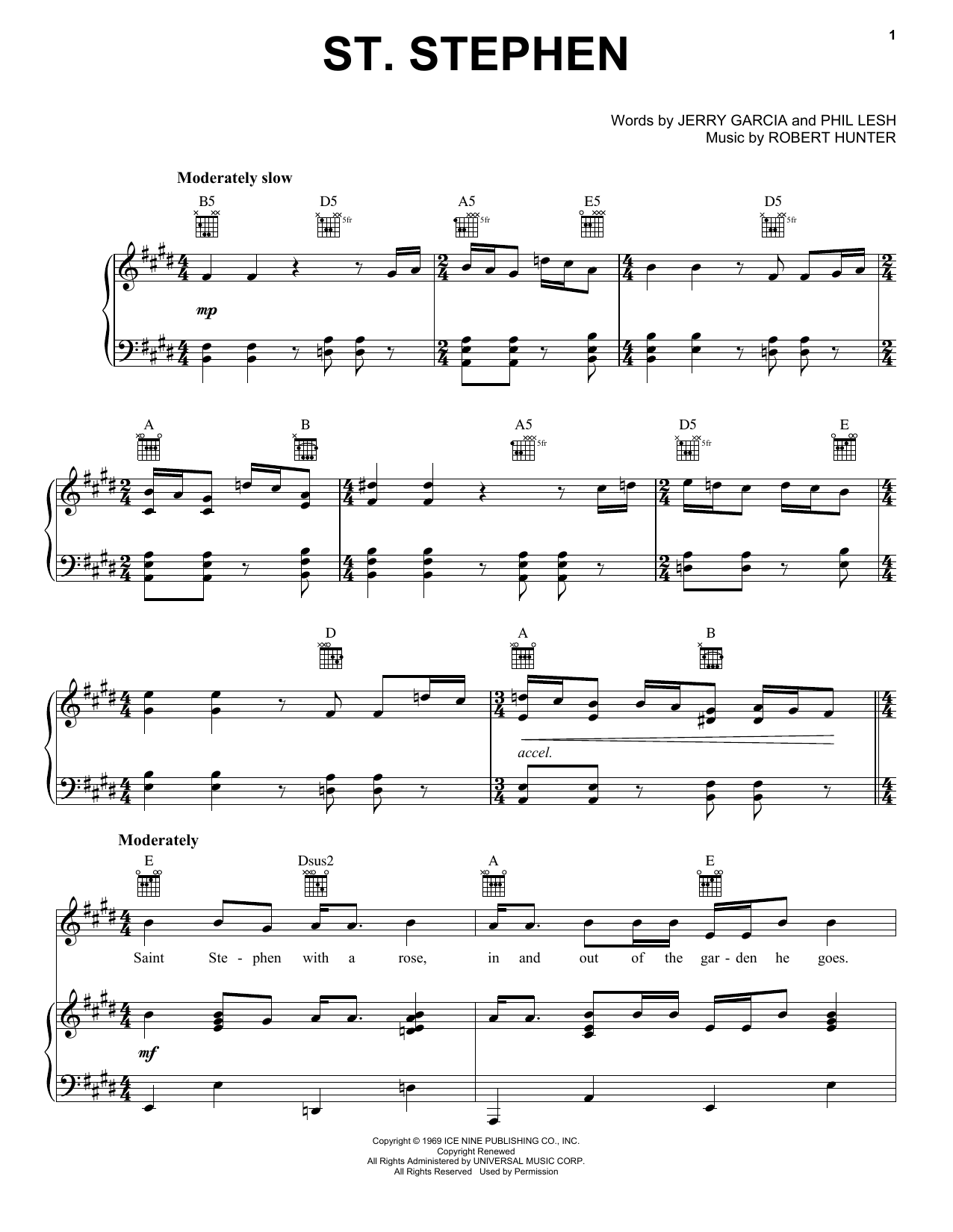 Download Grateful Dead St. Stephen Sheet Music and learn how to play Guitar Tab PDF digital score in minutes