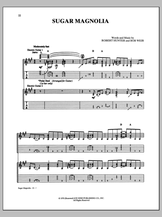 Download Grateful Dead Sugar Magnolia Sheet Music and learn how to play Guitar Tab PDF digital score in minutes