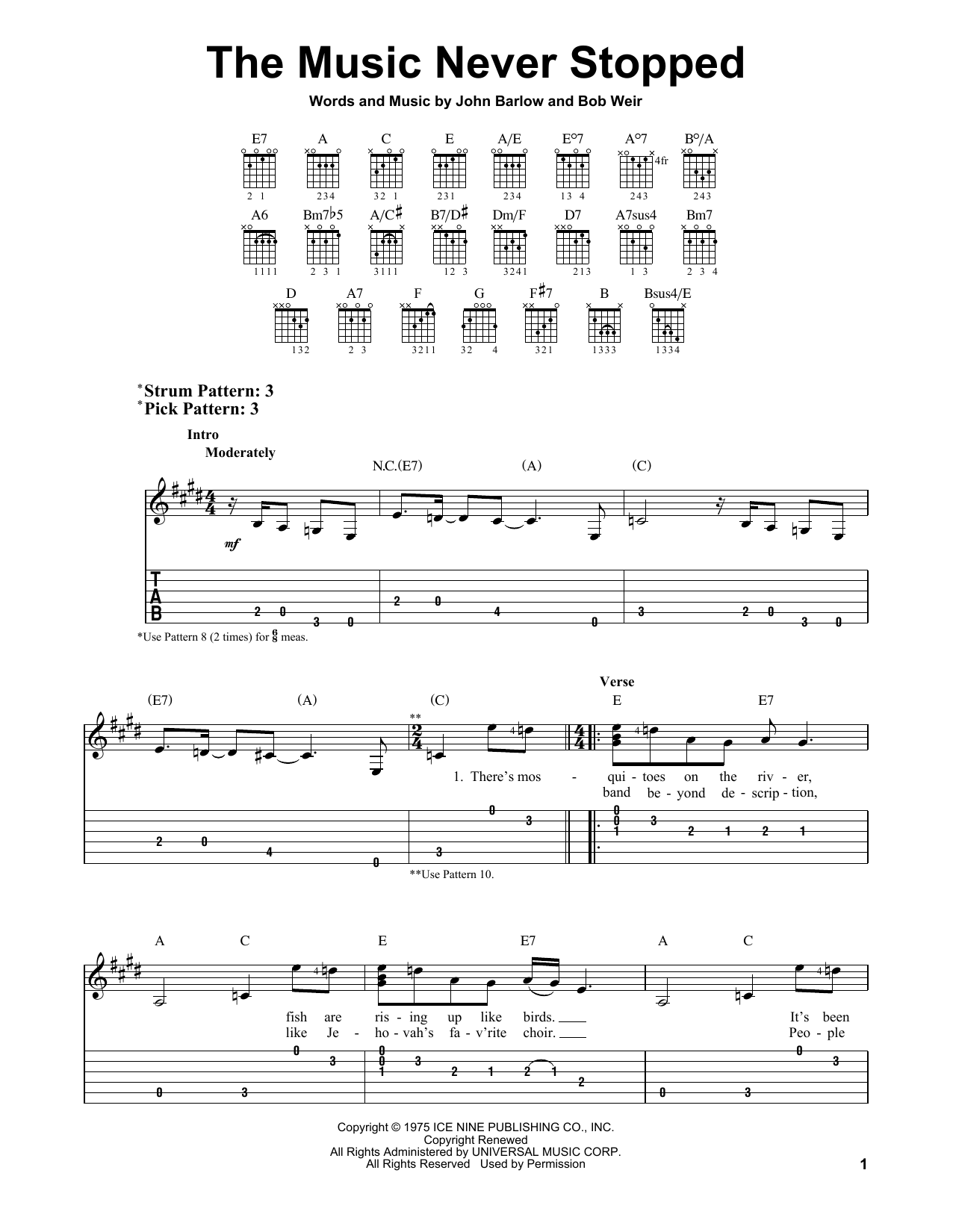 Download Grateful Dead The Music Never Stopped Sheet Music and learn how to play Easy Guitar Tab PDF digital score in minutes