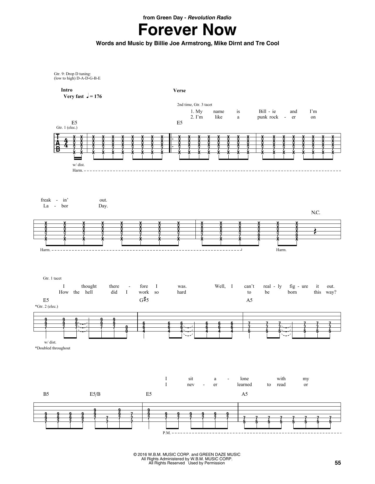 Download Green Day Forever Now Sheet Music and learn how to play Guitar Tab PDF digital score in minutes