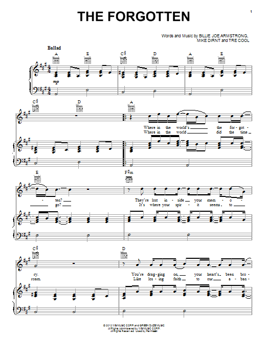 Download Green Day The Forgotten Sheet Music and learn how to play Guitar Tab PDF digital score in minutes