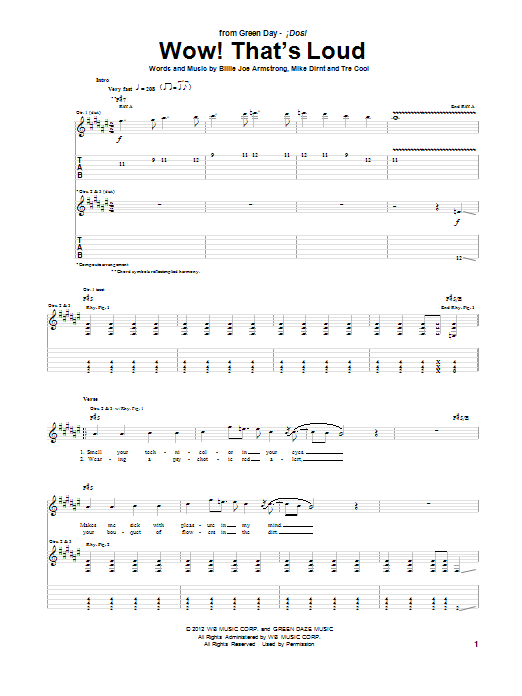 Download Green Day Wow! That's Loud Sheet Music and learn how to play Guitar Tab PDF digital score in minutes
