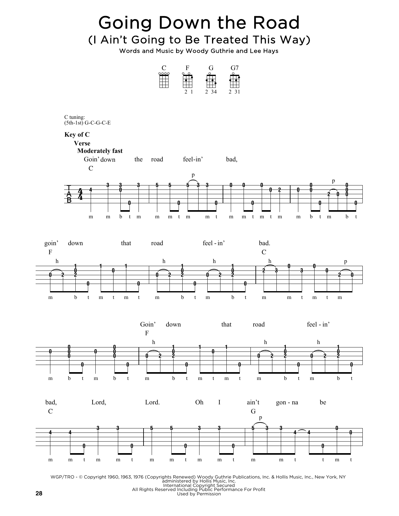 Download Greg Cahill Going Down The Road (I Ain't Going To Be Treated This Way) Sheet Music and learn how to play Banjo PDF digital score in minutes