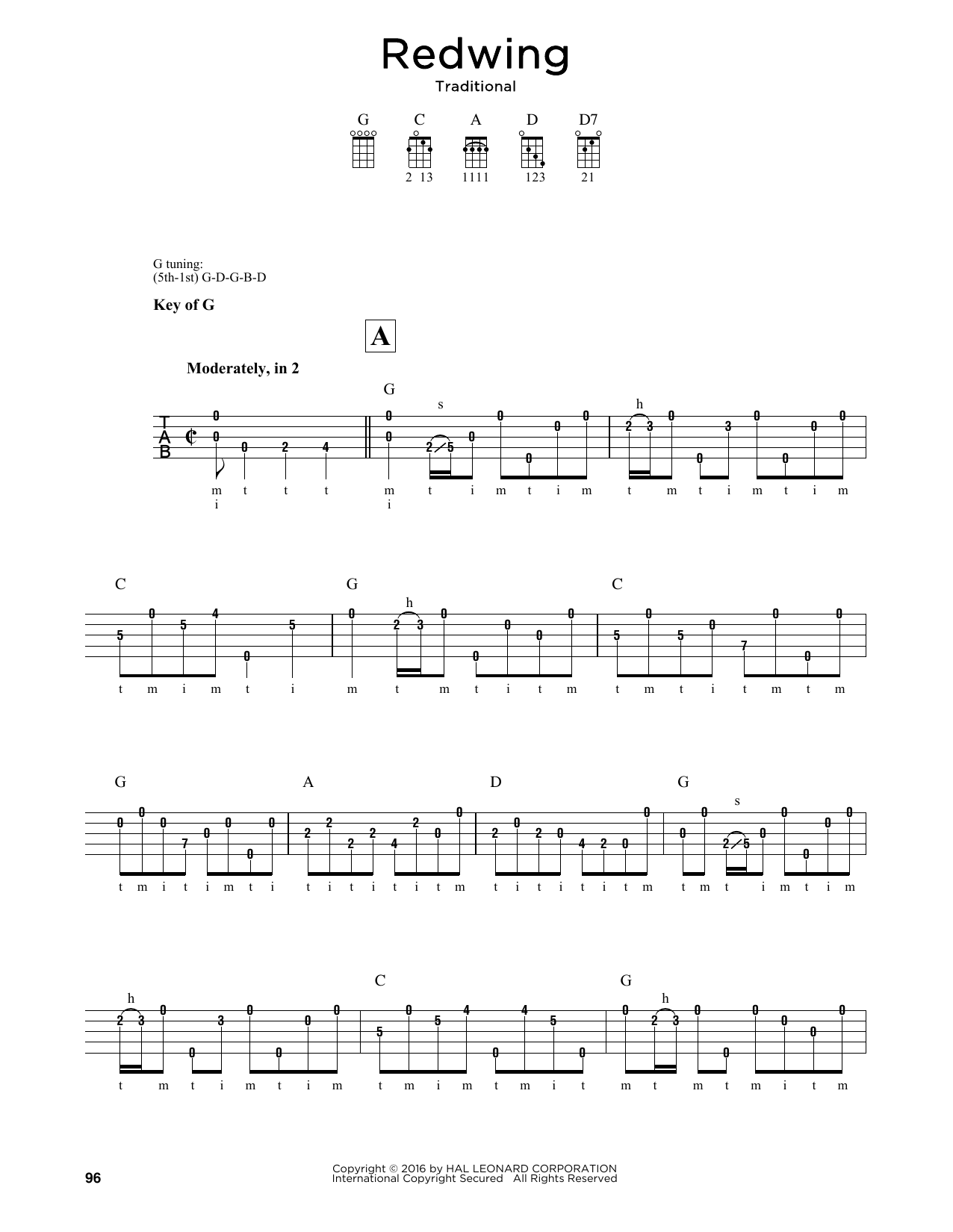Download Greg Cahill Redwing Sheet Music and learn how to play Banjo PDF digital score in minutes