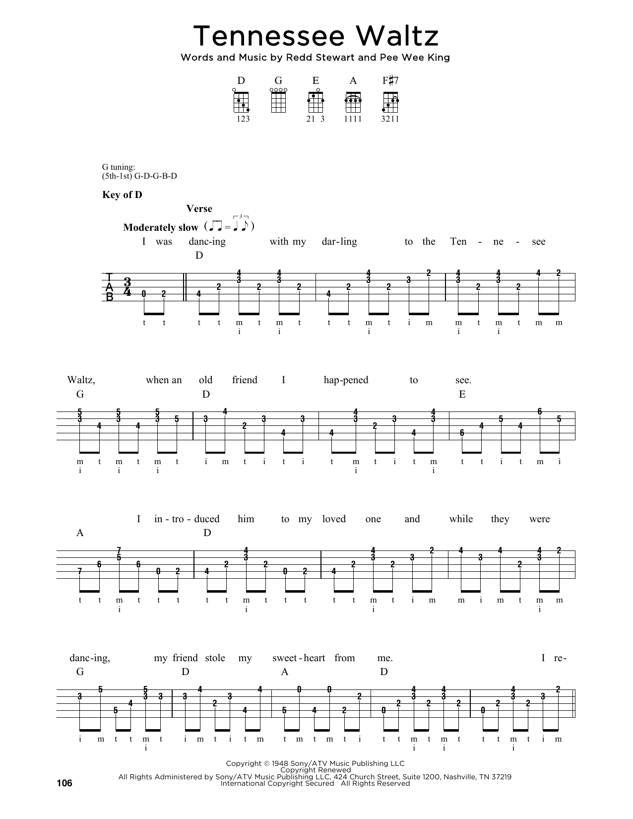 Download Greg Cahill Tennessee Waltz Sheet Music and learn how to play Banjo PDF digital score in minutes