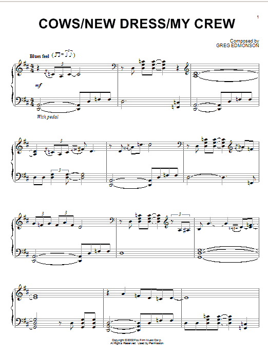 Download Greg Edmonson Cows/New Dress/My Crew Sheet Music and learn how to play Piano PDF digital score in minutes