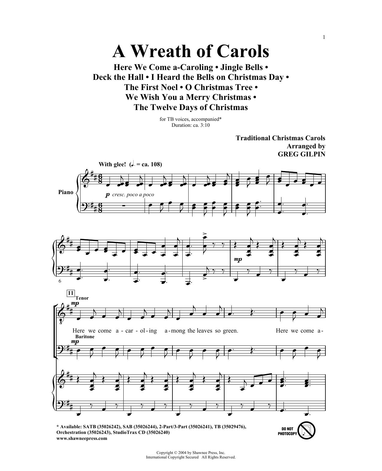 Download Greg Gilpin A Wreath Of Carols Sheet Music and learn how to play TB PDF digital score in minutes