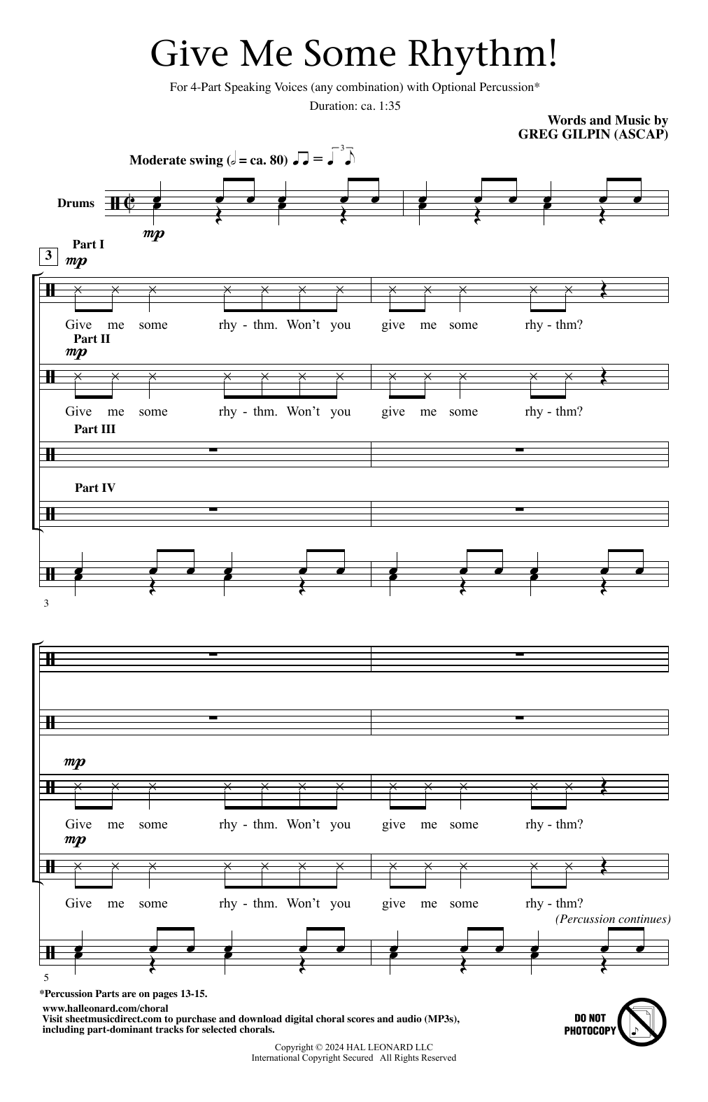 Download Greg Gilpin Give Me Some Rhythm! Sheet Music and learn how to play 4-Part Choir PDF digital score in minutes