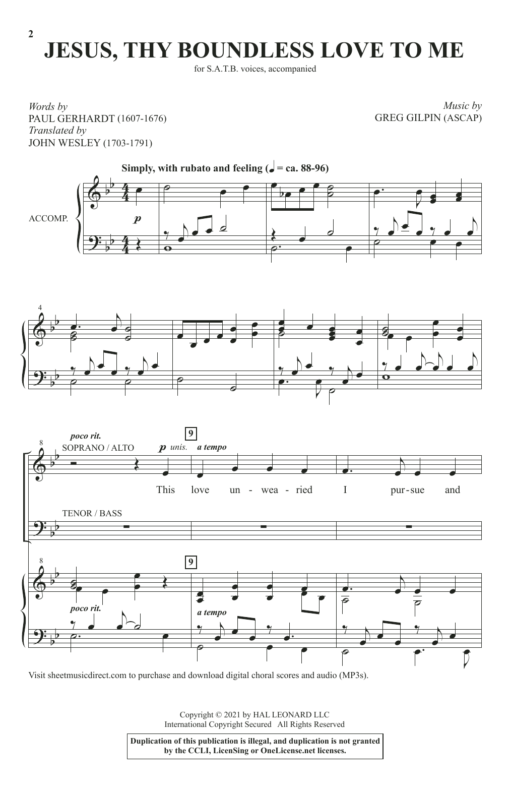 Download Greg Gilpin Jesus, Thy Boundless Love To Me Sheet Music and learn how to play SATB Choir PDF digital score in minutes