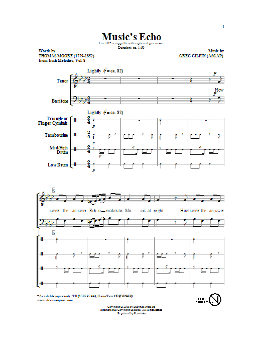 Download Greg Gilpin Music's Echo Sheet Music and learn how to play TB PDF digital score in minutes