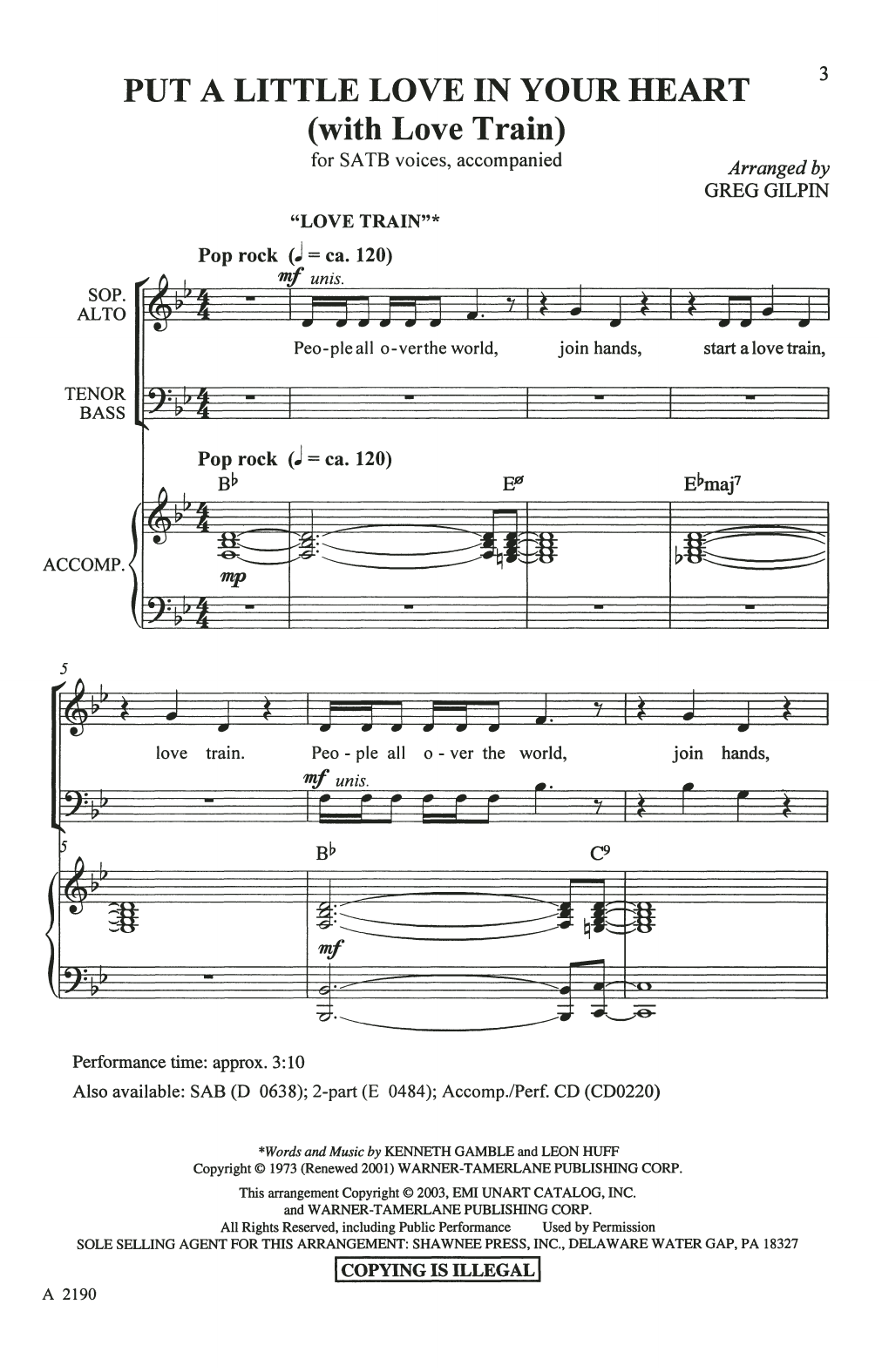 Download Greg Gilpin Put A Little Love In Your Heart (with Love Train) Sheet Music and learn how to play 2-Part Choir PDF digital score in minutes