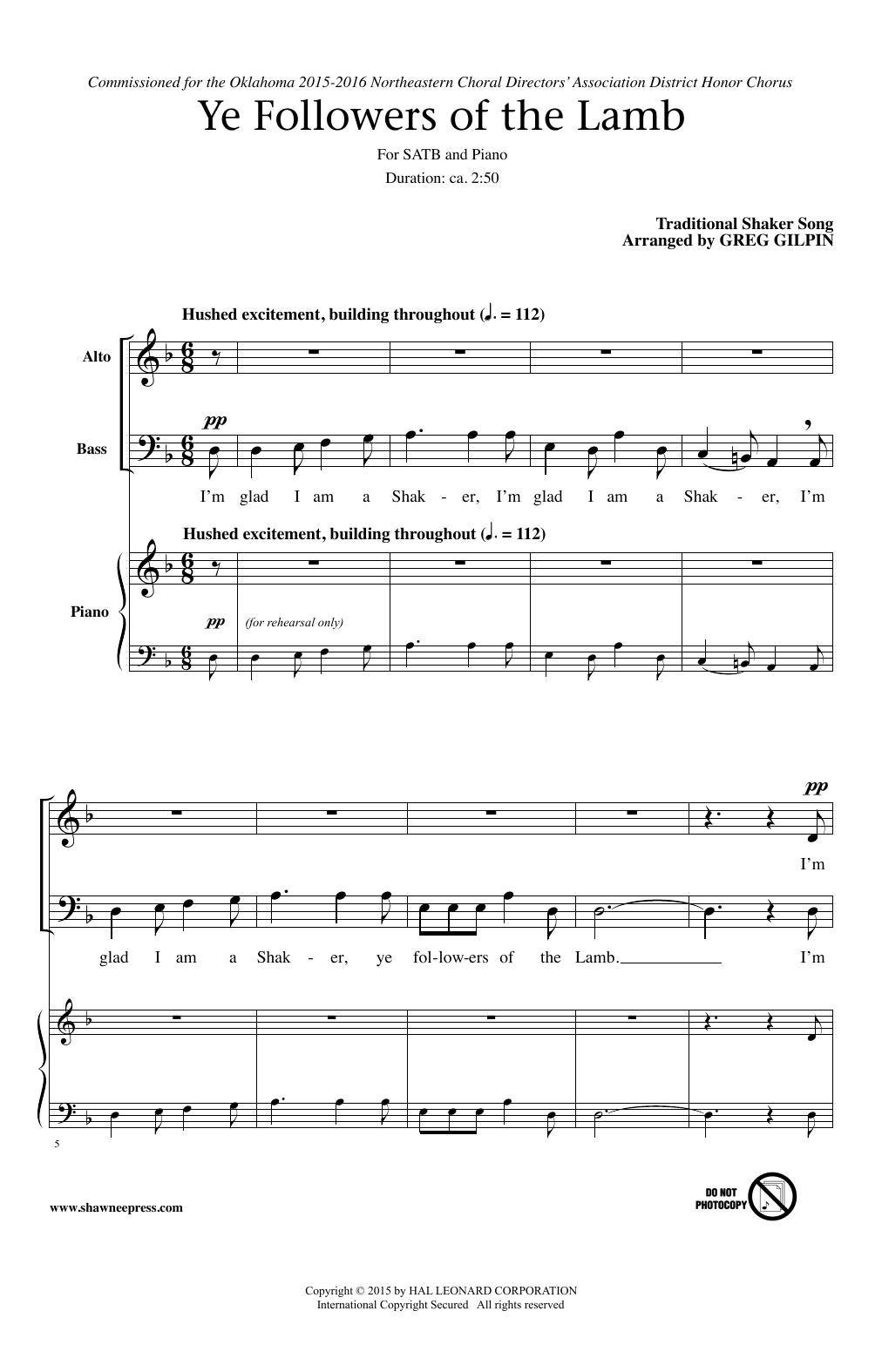 Download Traditional Ye Followers Of The Lamb (arr. Greg Gilpin) Sheet Music and learn how to play SATB PDF digital score in minutes