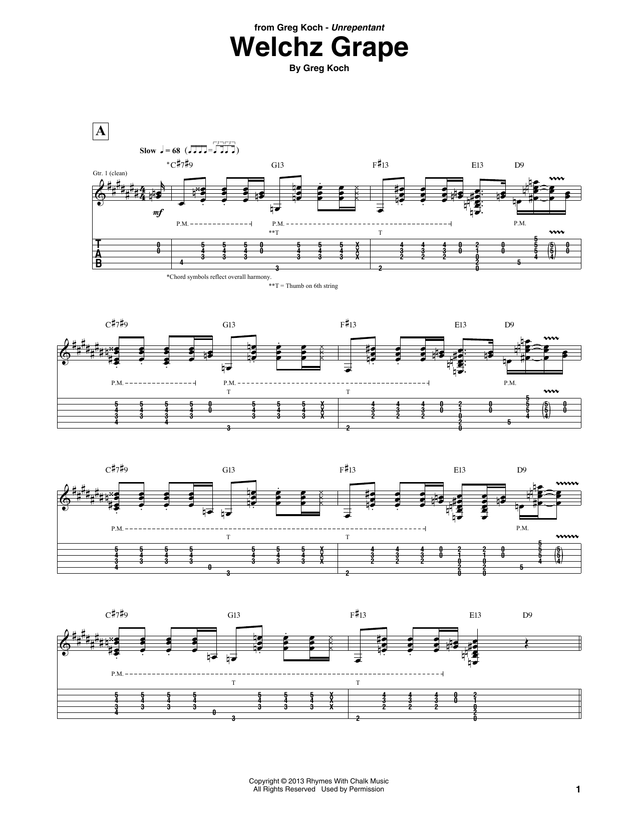 Download Greg Koch Welchz Grape Sheet Music and learn how to play Guitar Tab PDF digital score in minutes