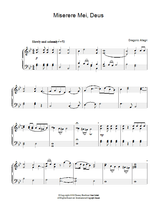 Download Gregorio Allegri Miserere Mei Deus Sheet Music and learn how to play Easy Piano PDF digital score in minutes