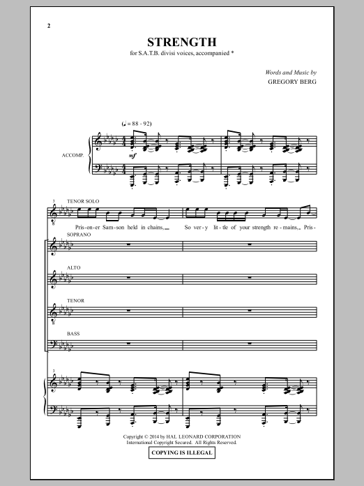 Download Gregory Berg Strength Sheet Music and learn how to play SATB PDF digital score in minutes