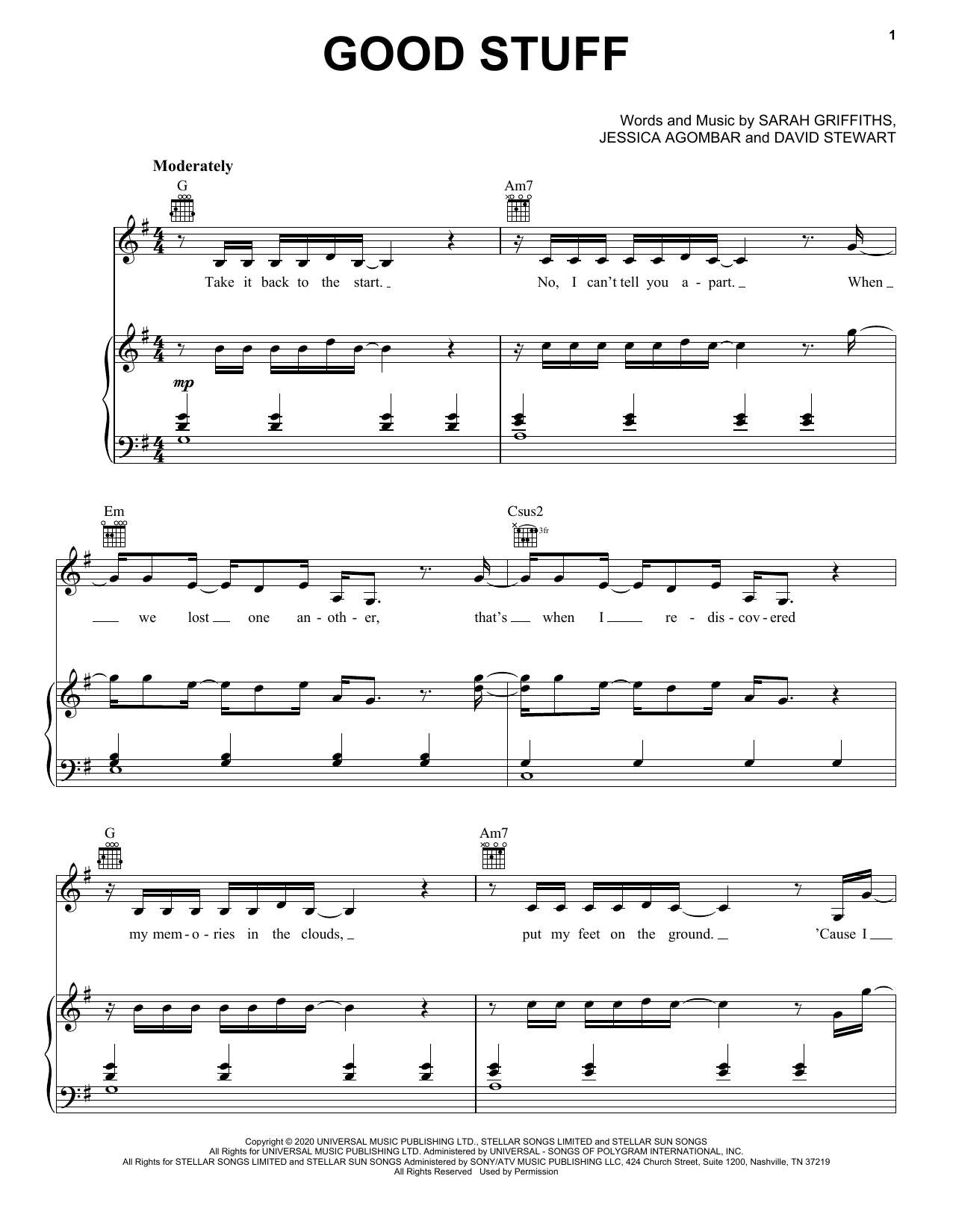 Download Griff Good Stuff Sheet Music and learn how to play Piano, Vocal & Guitar Chords (Right-Hand Melody) PDF digital score in minutes