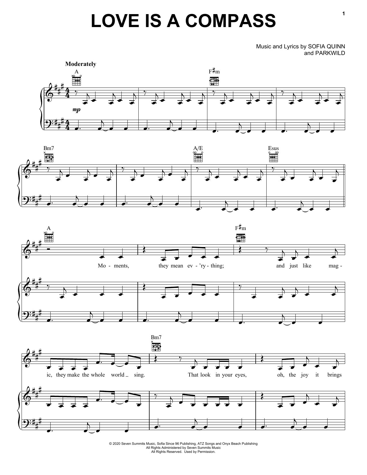 Download Griff Love Is A Compass (Disney supporting Make-A-Wish) Sheet Music and learn how to play Piano, Vocal & Guitar Chords (Right-Hand Melody) PDF digital score in minutes