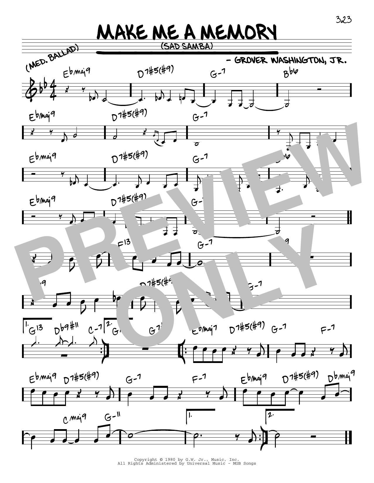 Download Grover Washington, Jr. Make Me A Memory (Sad Samba) Sheet Music and learn how to play Real Book – Melody & Chords PDF digital score in minutes