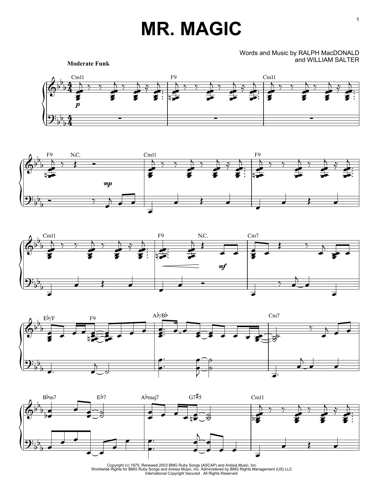 Download Grover Washington Jr. Mr. Magic Sheet Music and learn how to play Piano Solo PDF digital score in minutes