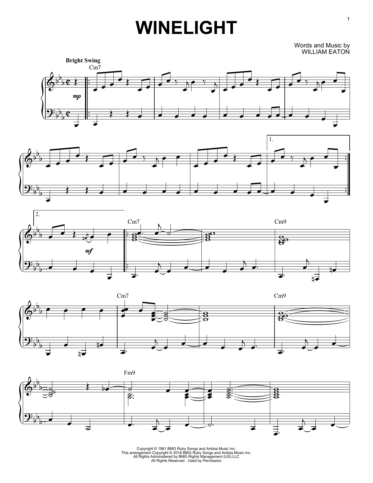 Download Grover Washington, Jr. Winelight Sheet Music and learn how to play Piano Solo PDF digital score in minutes