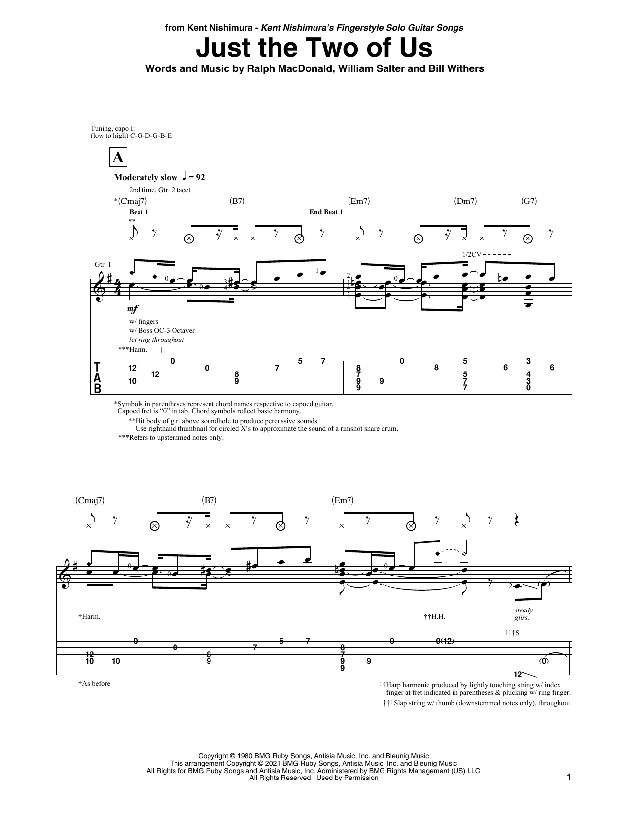 Download Grover Washington Jr. with Bill Withers Just The Two Of Us (arr. Kent Nishimura) Sheet Music and learn how to play Solo Guitar PDF digital score in minutes