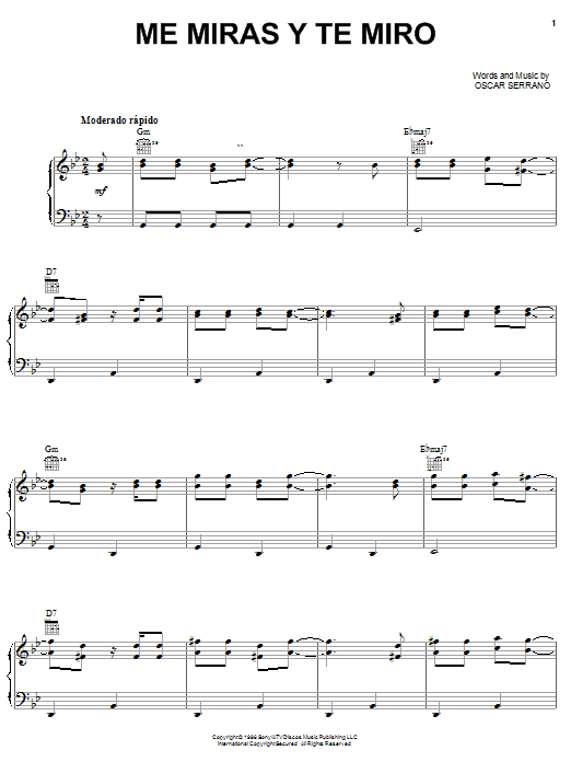 Download Grupo Mania Me Miras Y Te Miro Sheet Music and learn how to play Piano, Vocal & Guitar (Right-Hand Melody) PDF digital score in minutes