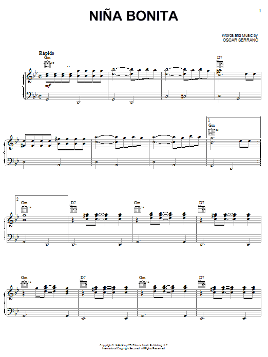 Download Grupo Mania Nina Bonita Sheet Music and learn how to play Piano, Vocal & Guitar (Right-Hand Melody) PDF digital score in minutes