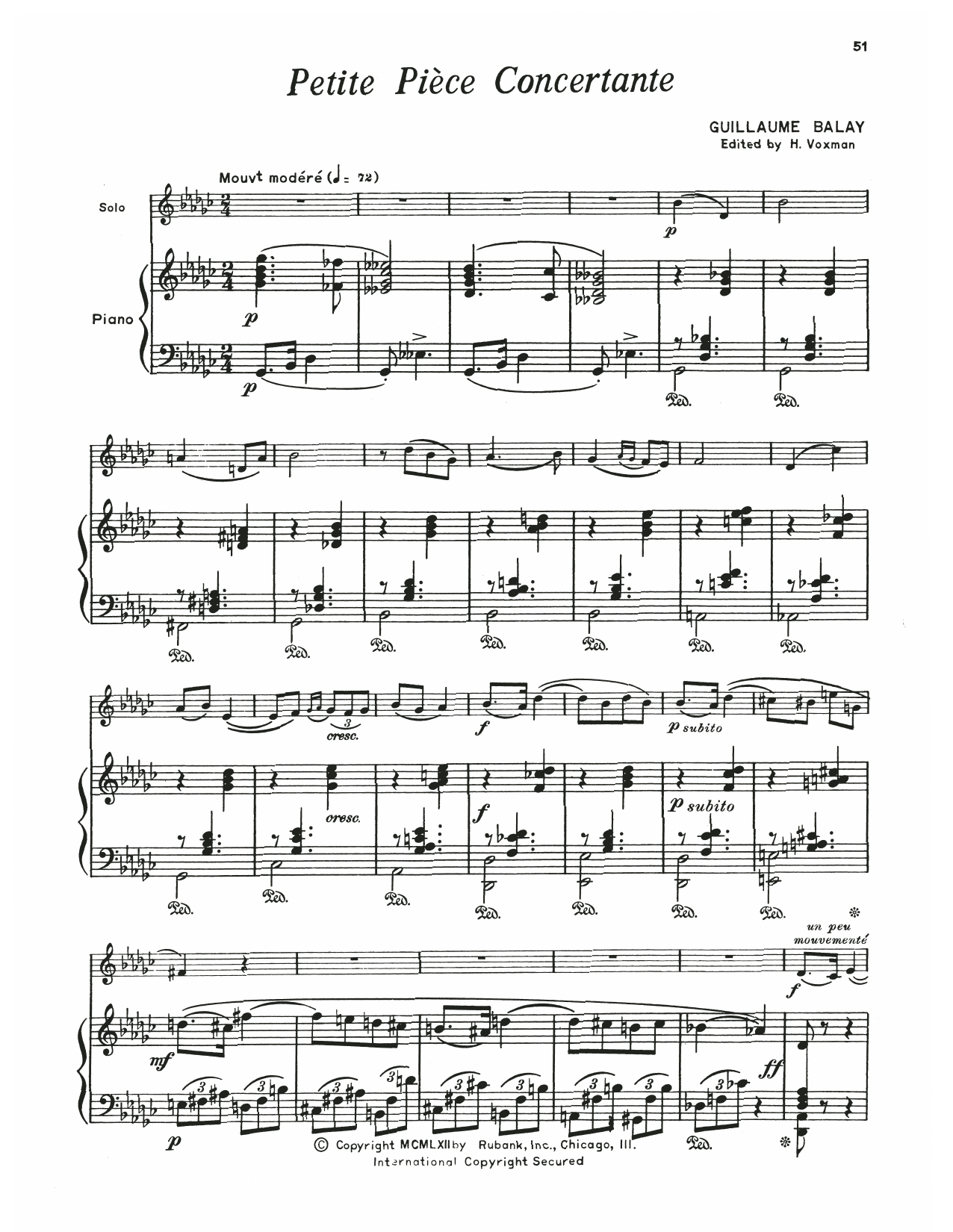 Download Guillaume Balay Petite Piece Concertante Sheet Music and learn how to play Baritone T.C. and Piano PDF digital score in minutes