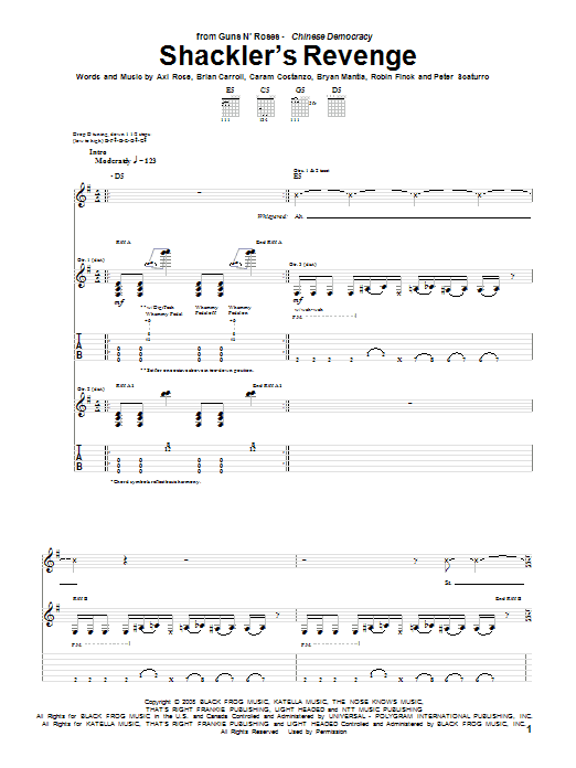 Download Guns N' Roses Shackler's Revenge Sheet Music and learn how to play Guitar Tab PDF digital score in minutes