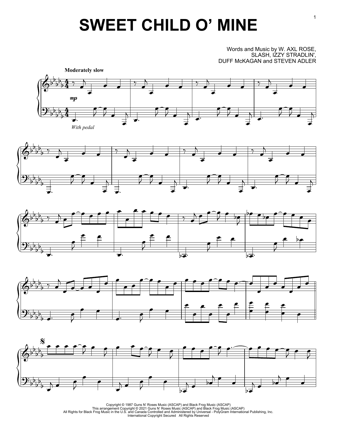 Download Guns N' Roses Sweet Child O' Mine [Classical version] Sheet Music and learn how to play Piano Solo PDF digital score in minutes