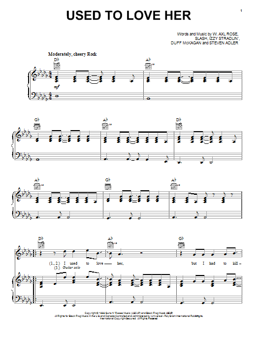 Download Guns N' Roses Used To Love Her Sheet Music and learn how to play Ukulele PDF digital score in minutes