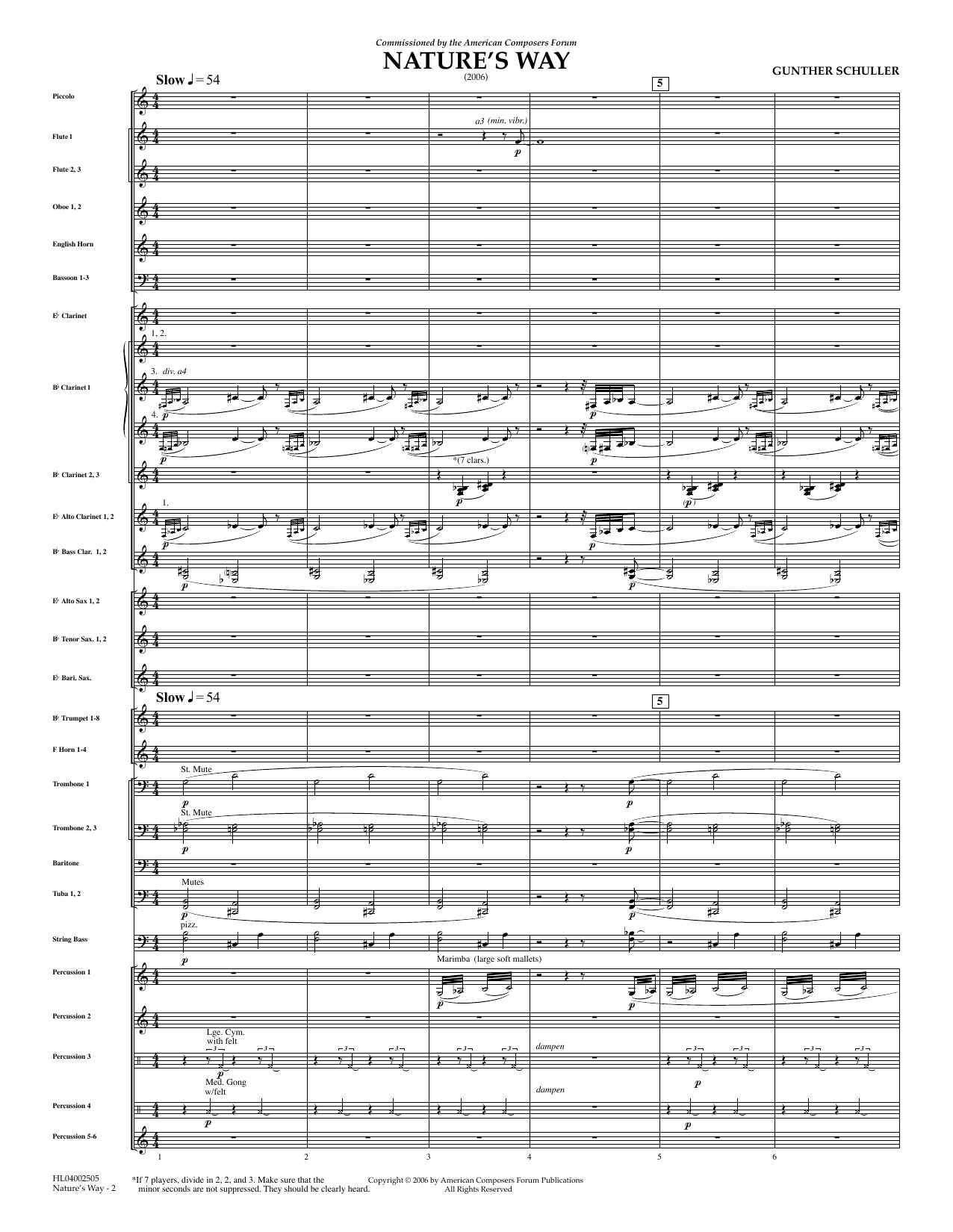 Download Gunther Schuller Nature's Way - Full Score Sheet Music and learn how to play Concert Band PDF digital score in minutes