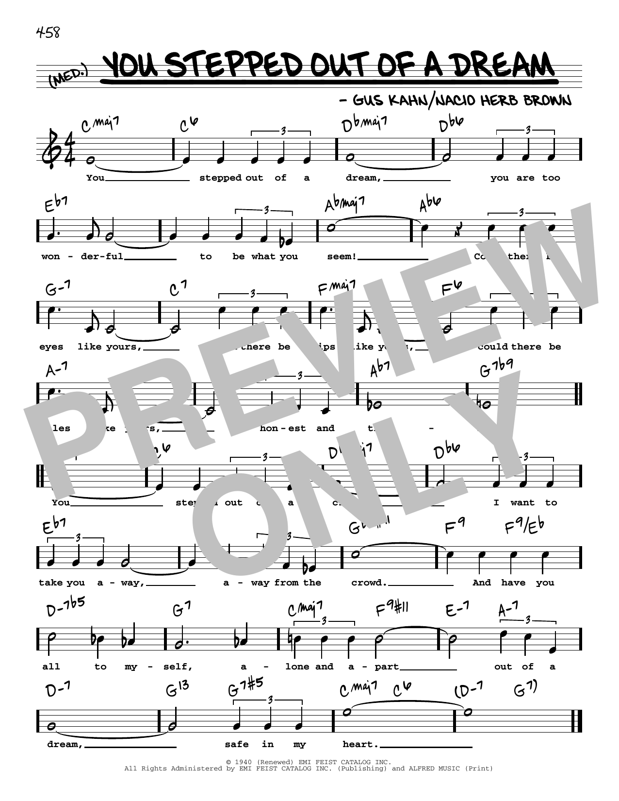 Download Gus Kahn and Nacio Herb Brown You Stepped Out Of A Dream (High Voice) (from Ziegfeld Girl) Sheet Music and learn how to play Real Book – Melody, Lyrics & Chords PDF digital score in minutes