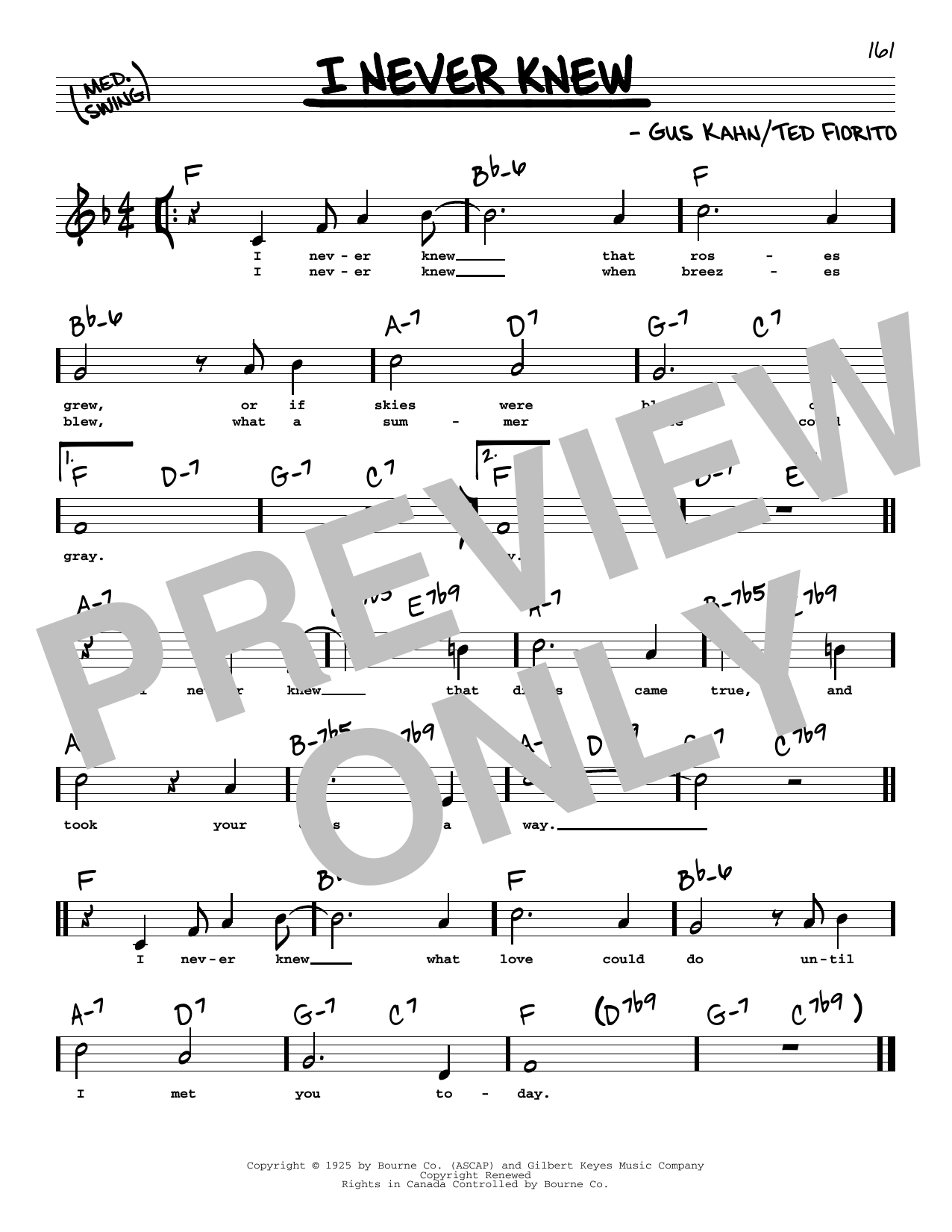 Download Gus Kahn and Ted Fiorito I Never Knew (High Voice) Sheet Music and learn how to play Real Book – Melody, Lyrics & Chords PDF digital score in minutes