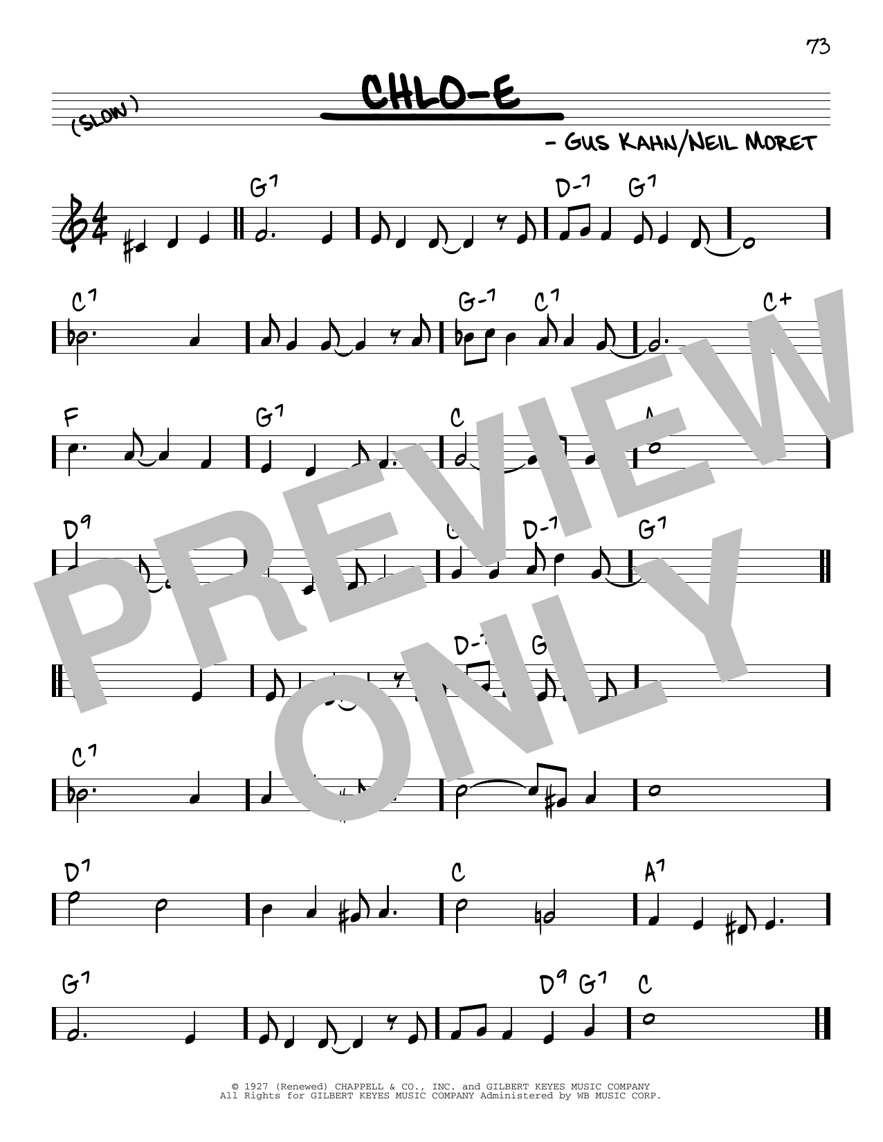 Download Gus Kahn Chlo-e Sheet Music and learn how to play Real Book – Melody & Chords PDF digital score in minutes
