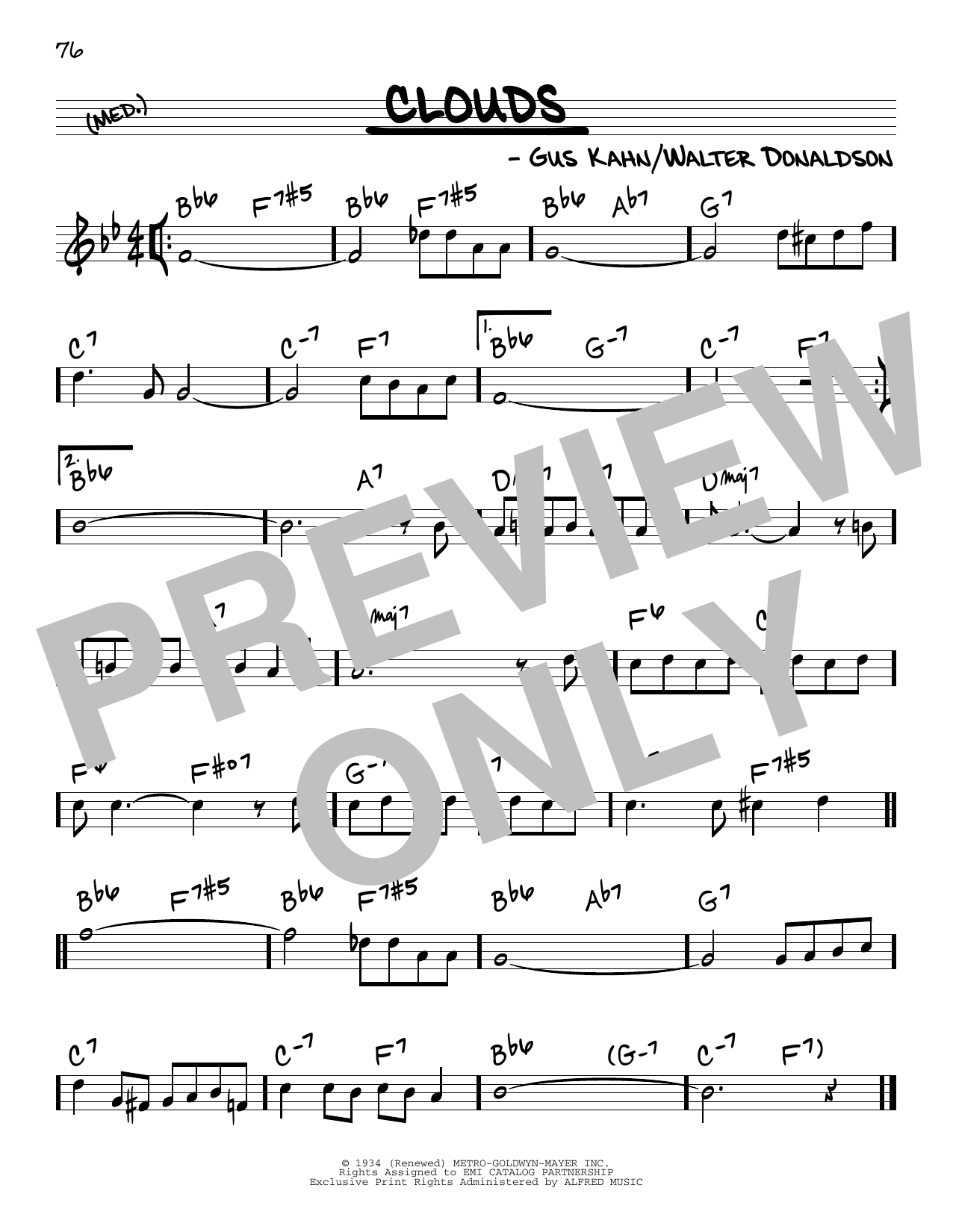 Download Gus Kahn Clouds Sheet Music and learn how to play Real Book – Melody & Chords PDF digital score in minutes