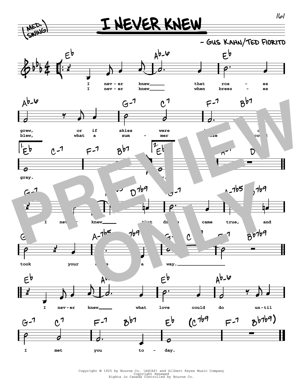 Download Gus Kahn I Never Knew (Low Voice) Sheet Music and learn how to play Real Book – Melody, Lyrics & Chords PDF digital score in minutes