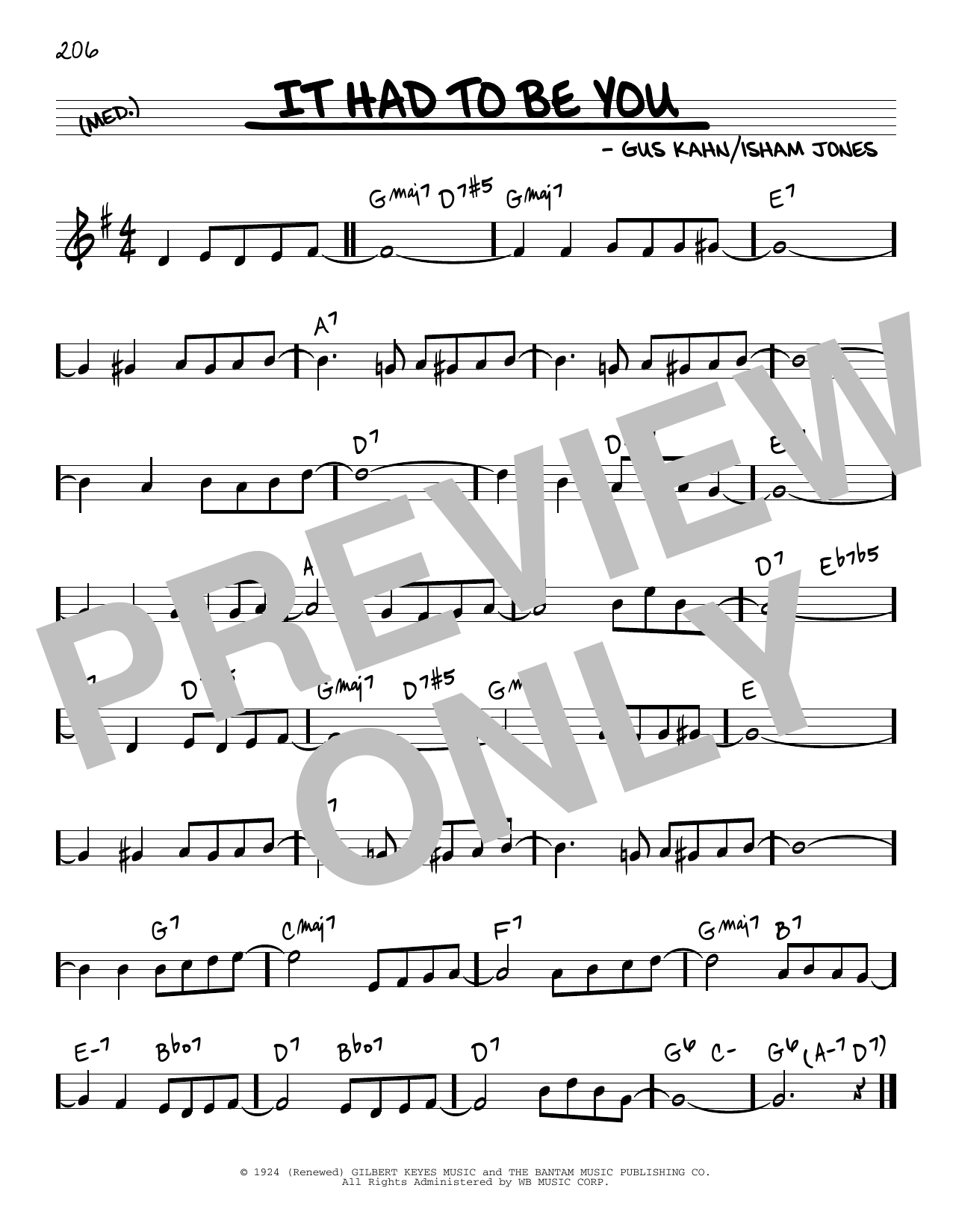 Download Gus Kahn It Had To Be You Sheet Music and learn how to play Real Book – Melody & Chords PDF digital score in minutes