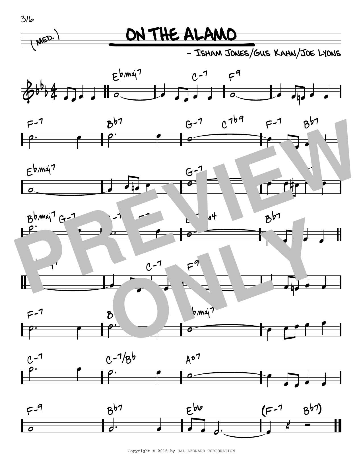 Download Gus Kahn On The Alamo Sheet Music and learn how to play Real Book – Melody & Chords PDF digital score in minutes