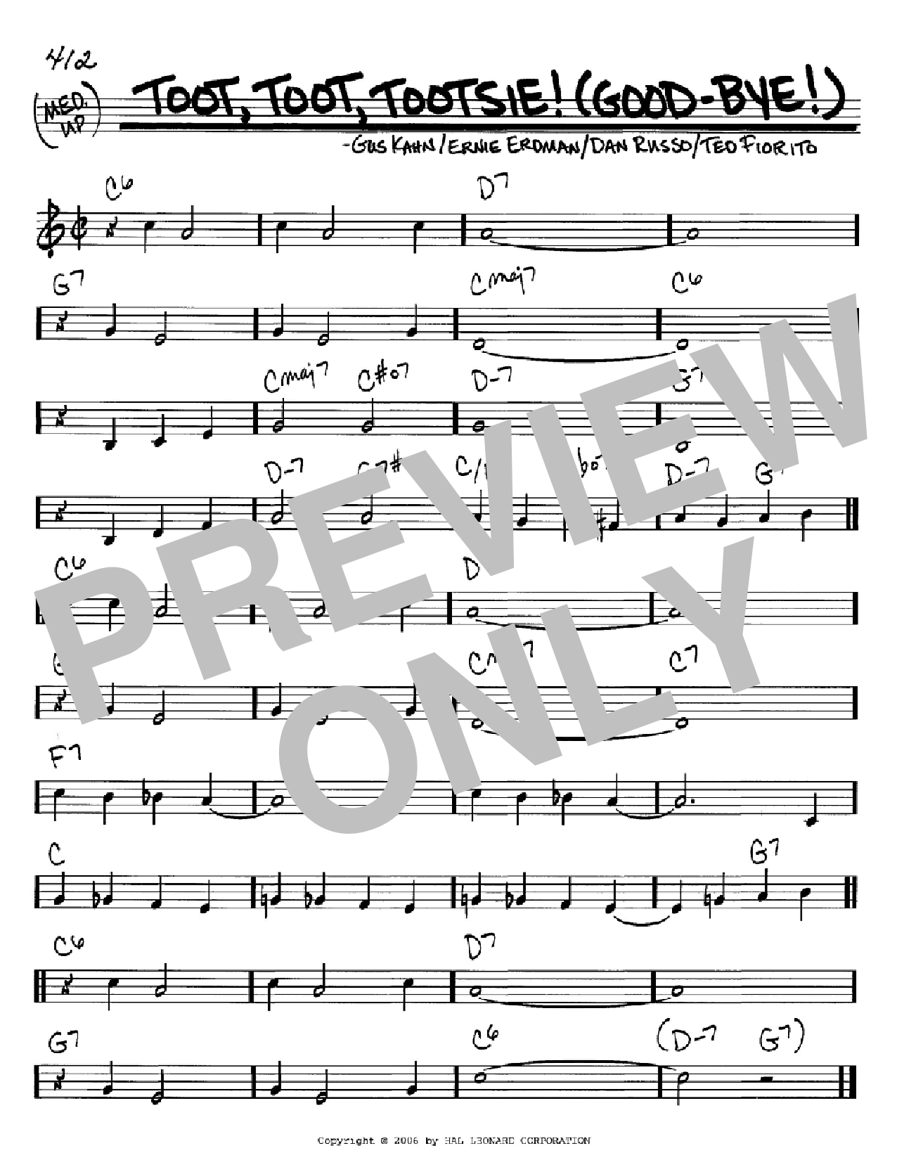 Download Gus Kahn Toot, Toot, Tootsie! (Good-bye!) Sheet Music and learn how to play Real Book - Melody & Chords - C Instruments PDF digital score in minutes