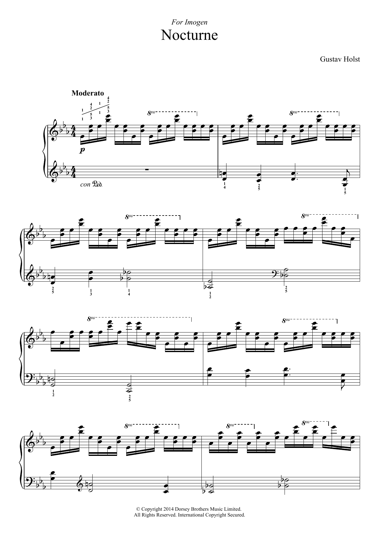 Download Gustav Holst Nocturne Sheet Music and learn how to play Piano PDF digital score in minutes