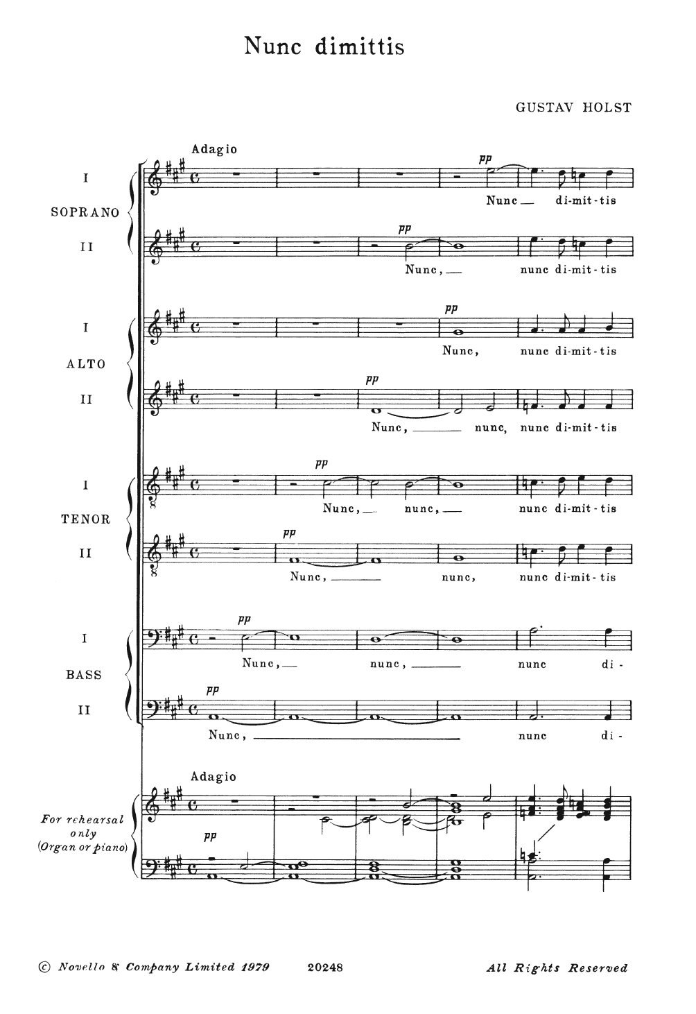 Download Gustav Holst Nunc Dimittis Sheet Music and learn how to play Piano, Vocal & Guitar PDF digital score in minutes