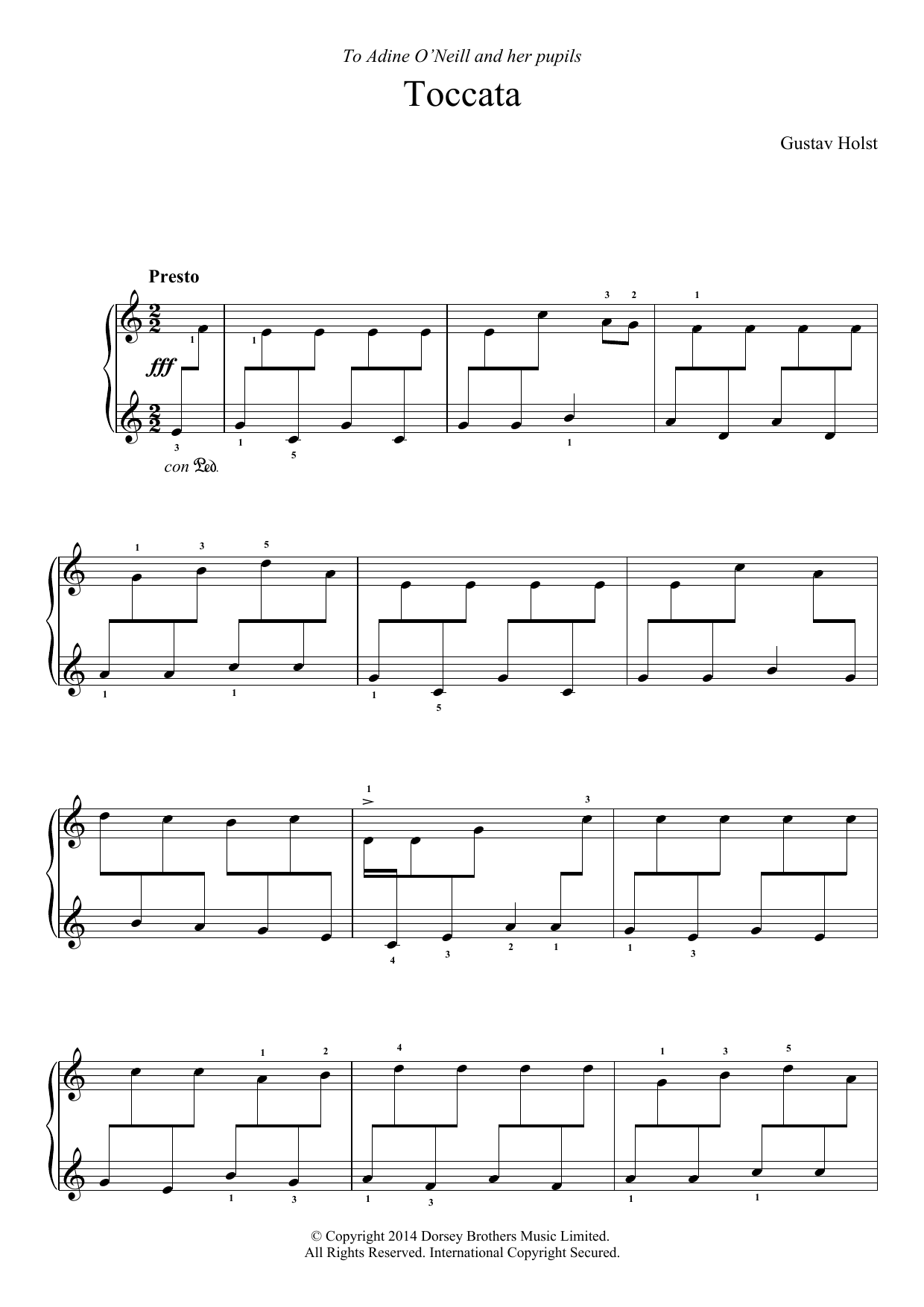 Download Gustav Holst Toccata On A Northumbrian Tune Sheet Music and learn how to play Piano PDF digital score in minutes