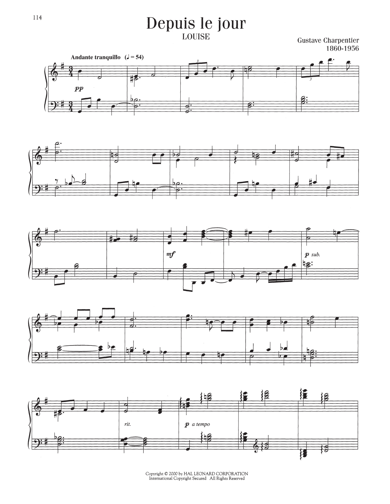 Download Gustave Charpentier Depuis Le Jour Sheet Music and learn how to play Piano Solo PDF digital score in minutes