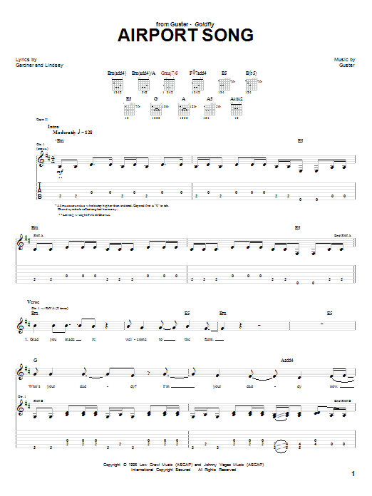 Download Guster Airport Song Sheet Music and learn how to play Guitar Tab PDF digital score in minutes